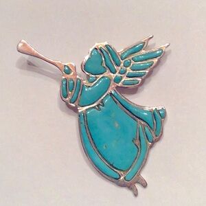 New Sterling Silver Turquoise Angel, Pin/Pendant